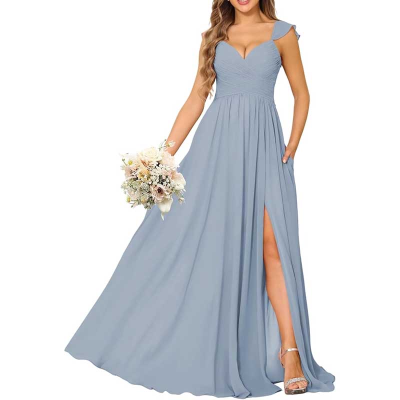 Long Chiffon Bridesmaid Dresses A-line Prom Dresses