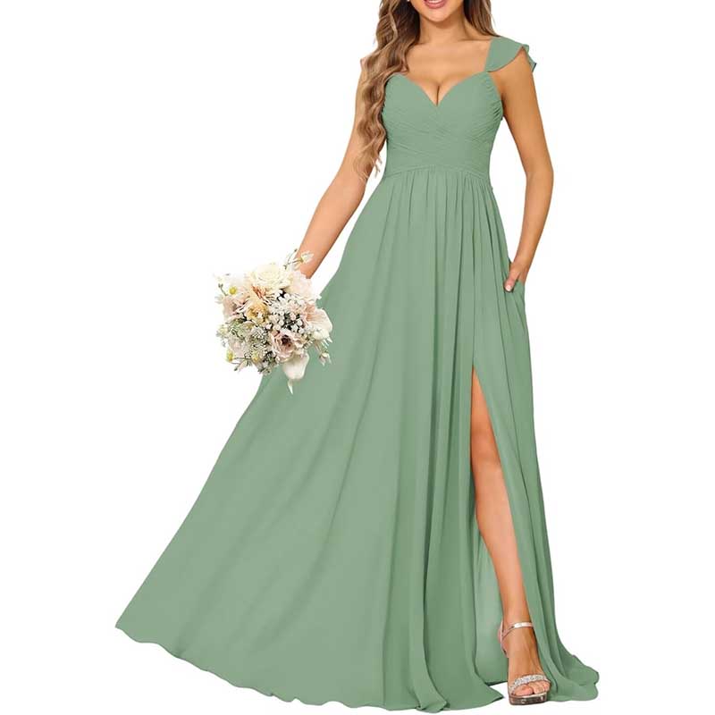 Long Chiffon Bridesmaid Dresses A-line Prom Dresses