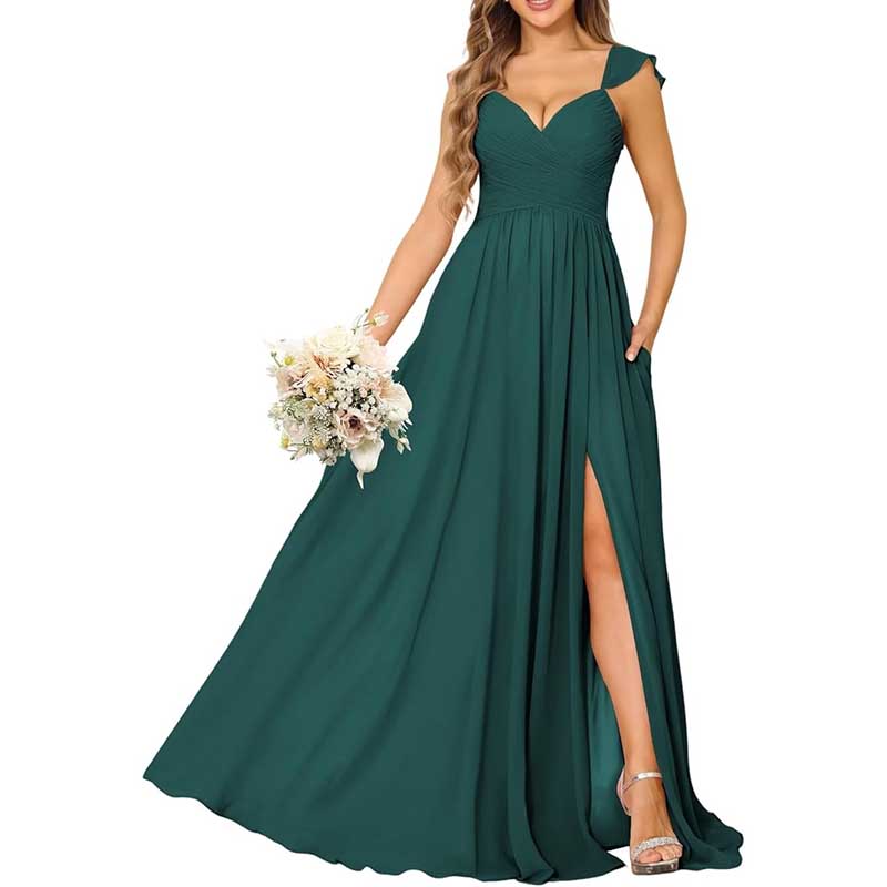 Long Chiffon Bridesmaid Dresses A-line Prom Dresses
