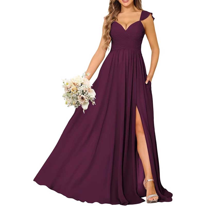 Long Chiffon Bridesmaid Dresses A-line Prom Dresses