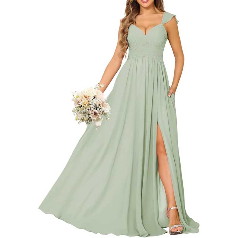 Long Chiffon Bridesmaid Dresses A-line Prom Dresses