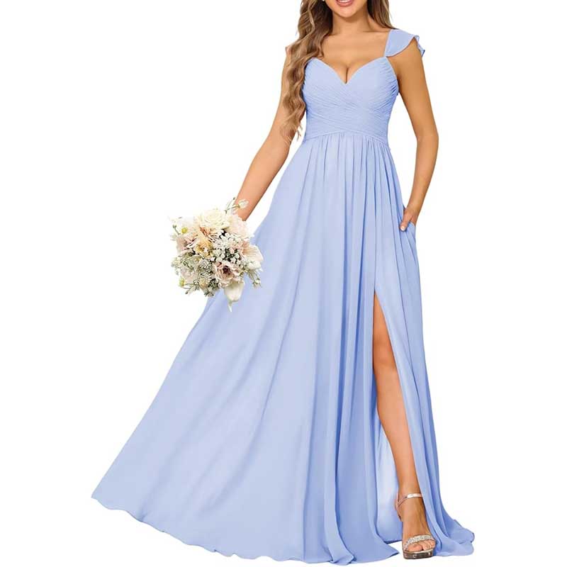 Long Chiffon Bridesmaid Dresses A-line Prom Dresses