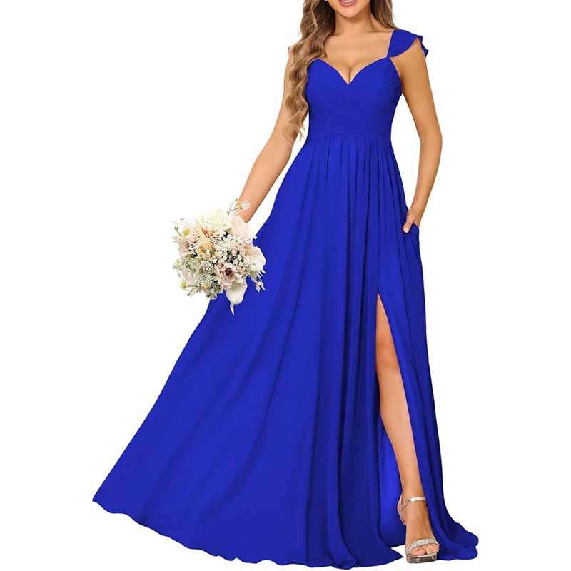 Long Chiffon Bridesmaid Dresses A-line Prom Dresses