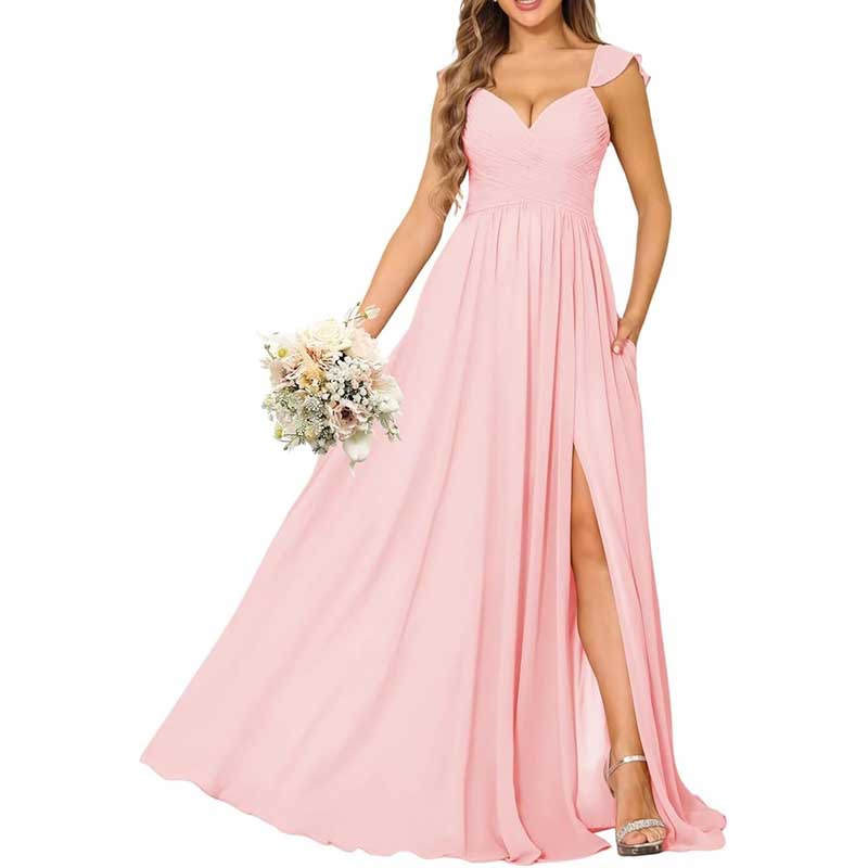 Long Chiffon Bridesmaid Dresses A-line Prom Dresses