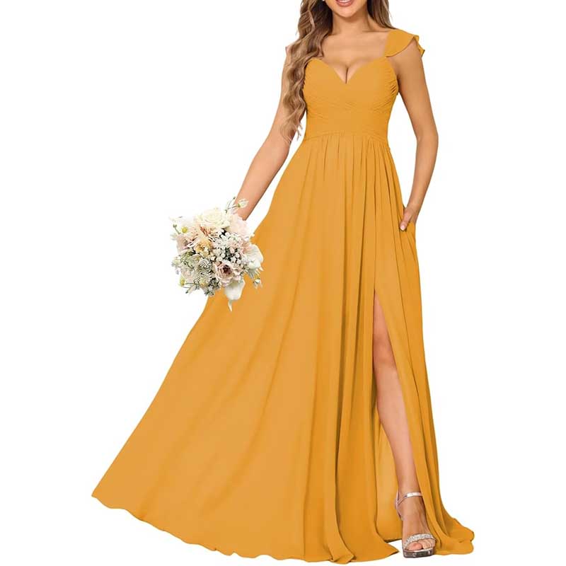 Long Chiffon Bridesmaid Dresses A-line Prom Dresses