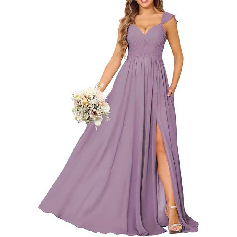 Long Chiffon Bridesmaid Dresses A-line Prom Dresses