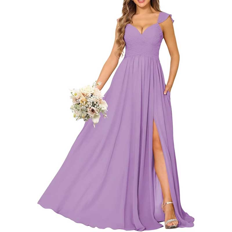 Long Chiffon Bridesmaid Dresses A-line Prom Dresses