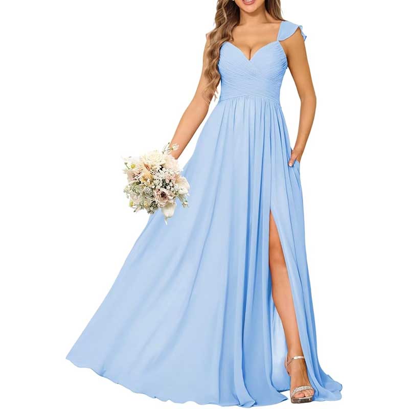 Long Chiffon Bridesmaid Dresses A-line Prom Dresses