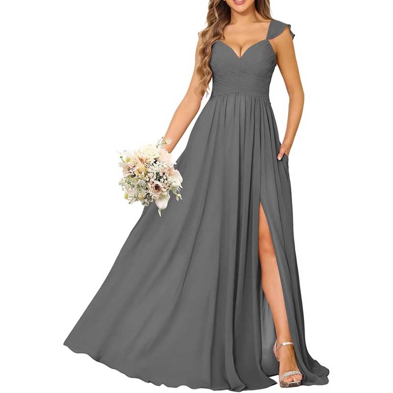 Long Chiffon Bridesmaid Dresses A-line Prom Dresses