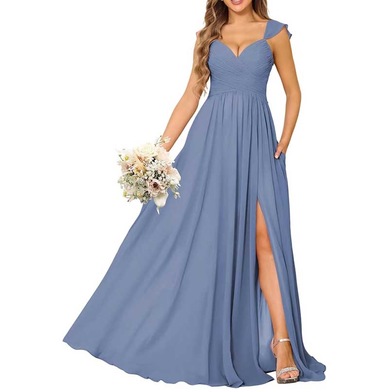Long Chiffon Bridesmaid Dresses A-line Prom Dresses