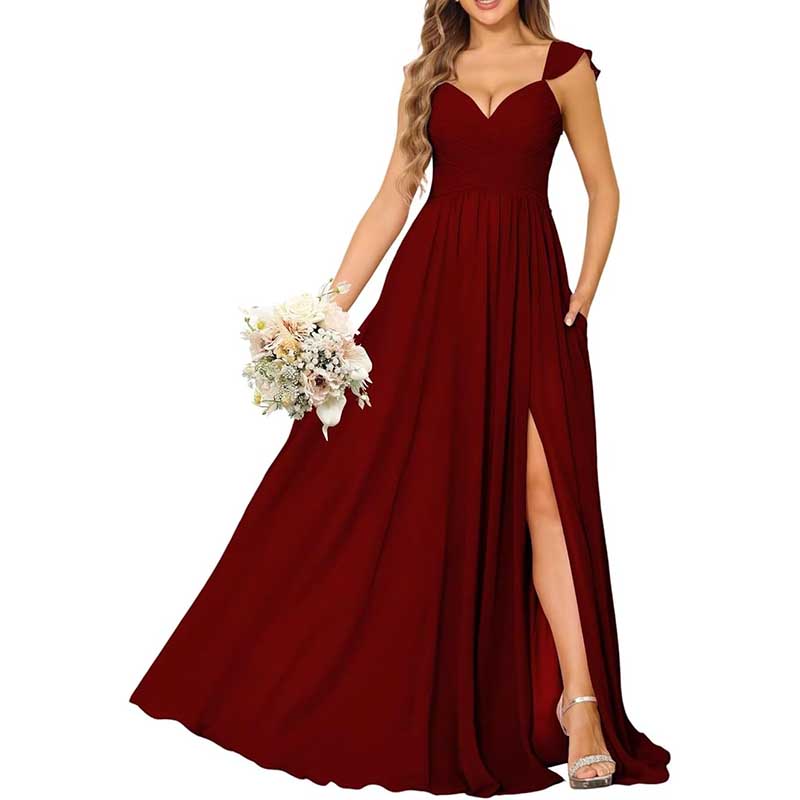 Long Chiffon Bridesmaid Dresses A-line Prom Dresses