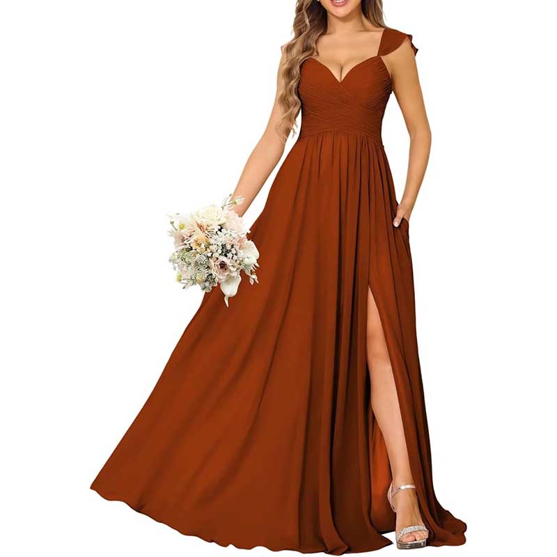 Long Chiffon Bridesmaid Dresses A-line Prom Dresses