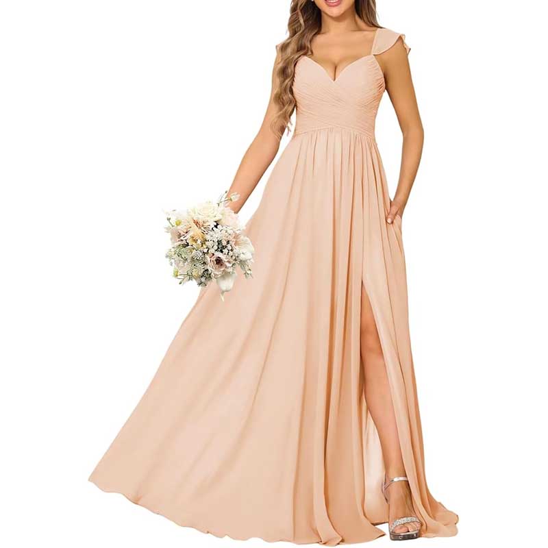Long Chiffon Bridesmaid Dresses A-line Prom Dresses