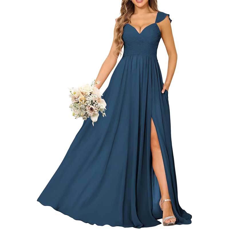Long Chiffon Bridesmaid Dresses A-line Prom Dresses