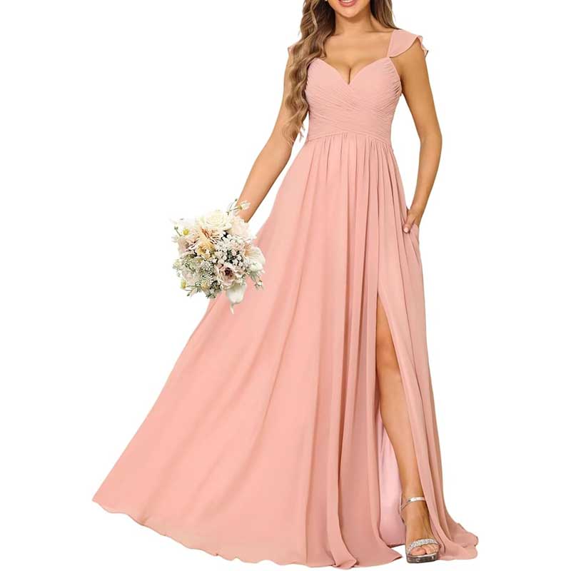 Long Chiffon Bridesmaid Dresses A-line Prom Dresses