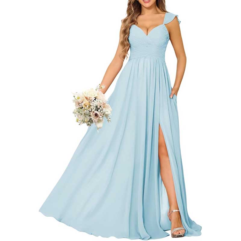 Long Chiffon Bridesmaid Dresses A-line Prom Dresses