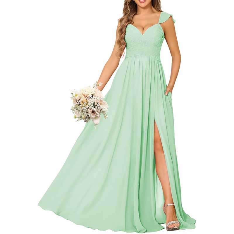 Long Chiffon Bridesmaid Dresses A-line Prom Dresses
