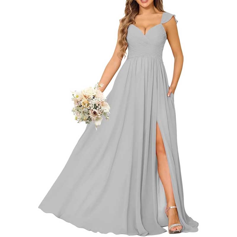 Long Chiffon Bridesmaid Dresses A-line Prom Dresses