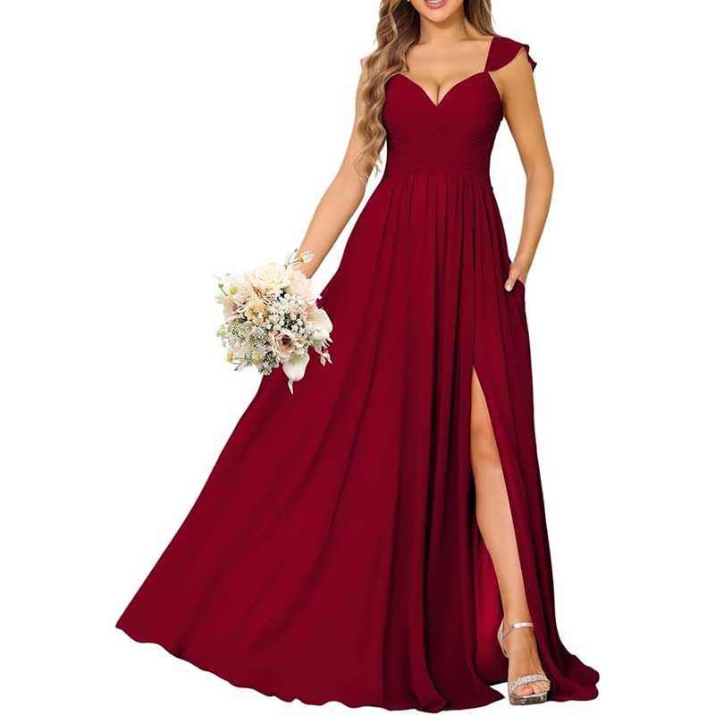 Long Chiffon Bridesmaid Dresses A-line Prom Dresses