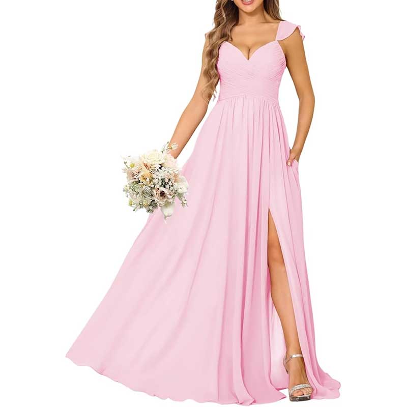 Long Chiffon Bridesmaid Dresses A-line Prom Dresses
