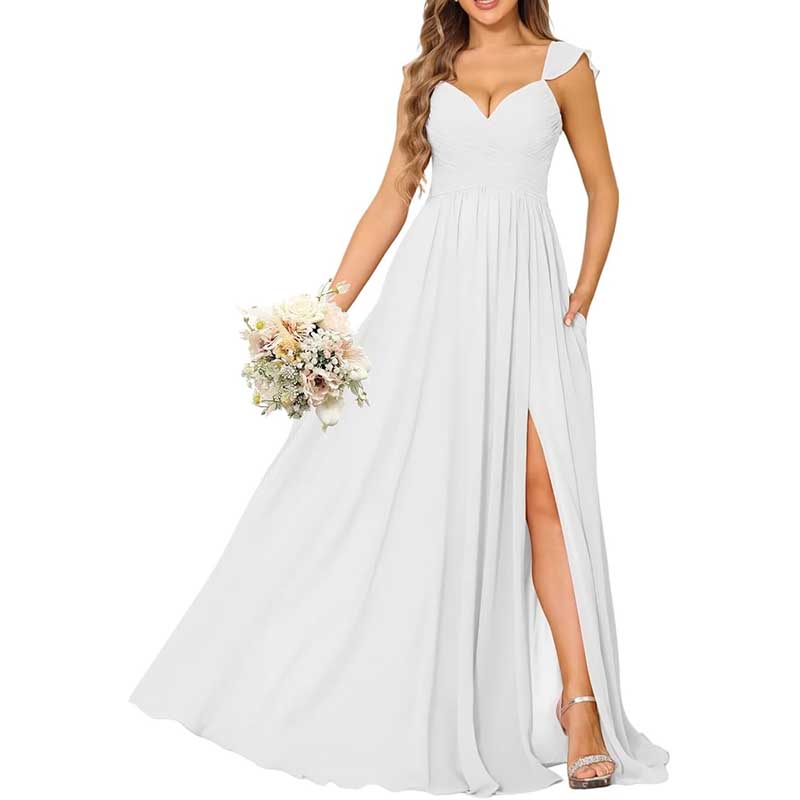 Long Chiffon Bridesmaid Dresses A-line Prom Dresses