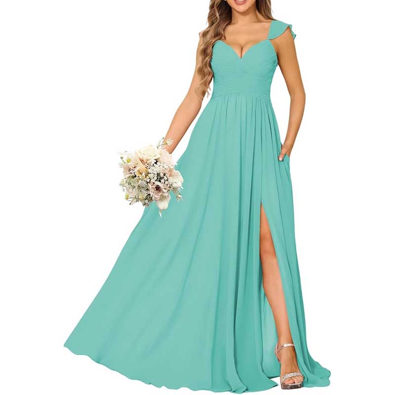 Long Chiffon Bridesmaid Dresses A-line Prom Dresses