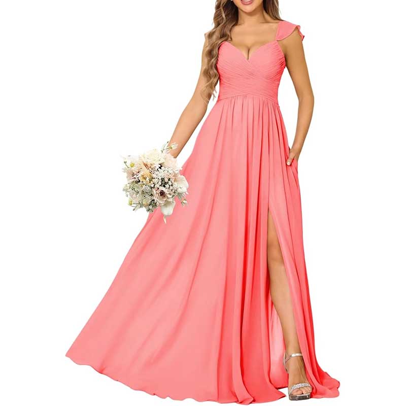 Long Chiffon Bridesmaid Dresses A-line Prom Dresses
