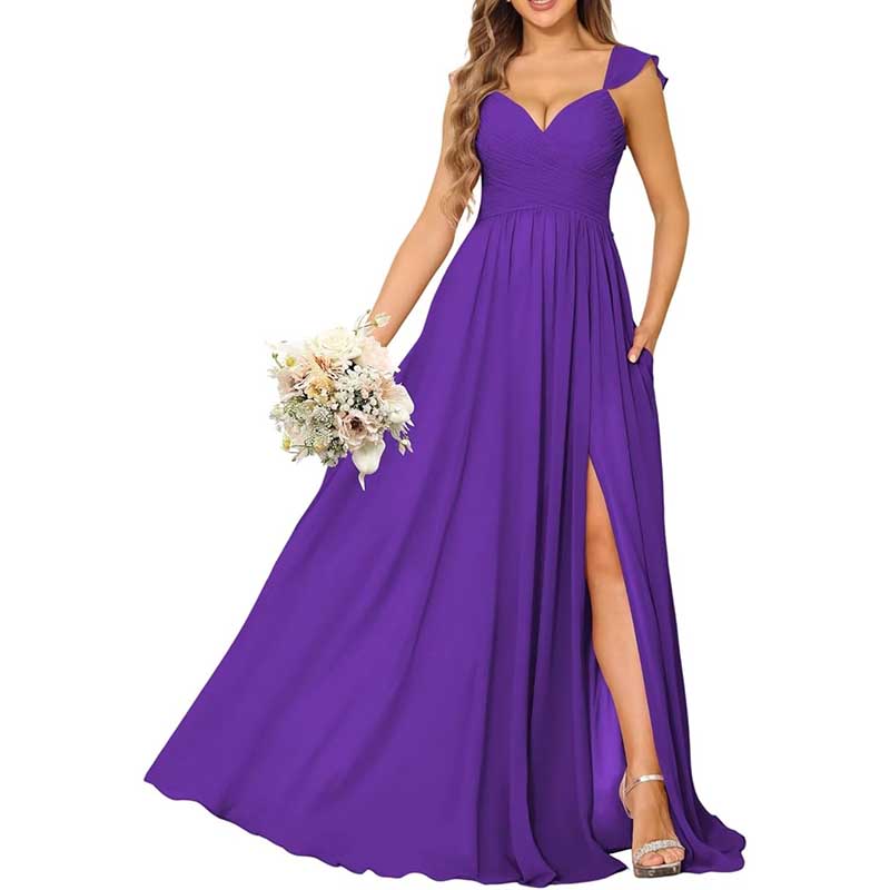 Long Chiffon Bridesmaid Dresses A-line Prom Dresses