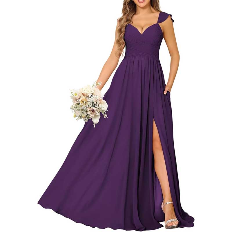 Long Chiffon Bridesmaid Dresses A-line Prom Dresses