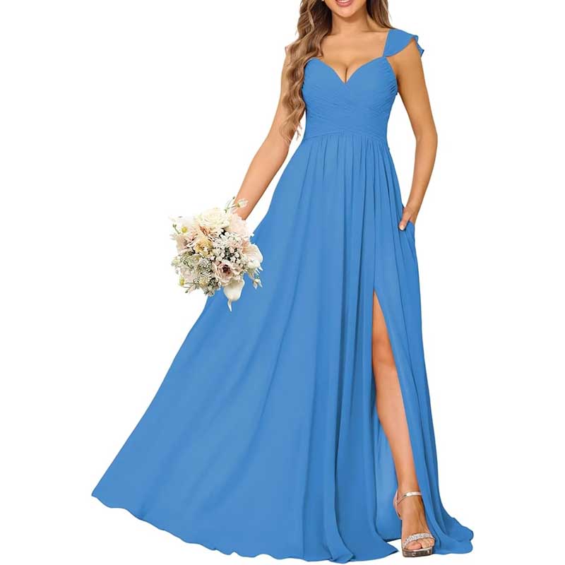 Long Chiffon Bridesmaid Dresses A-line Prom Dresses