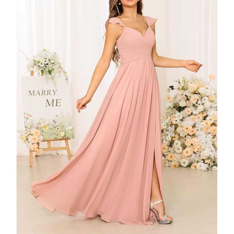 Long Chiffon Bridesmaid Dresses A-line Prom Dresses