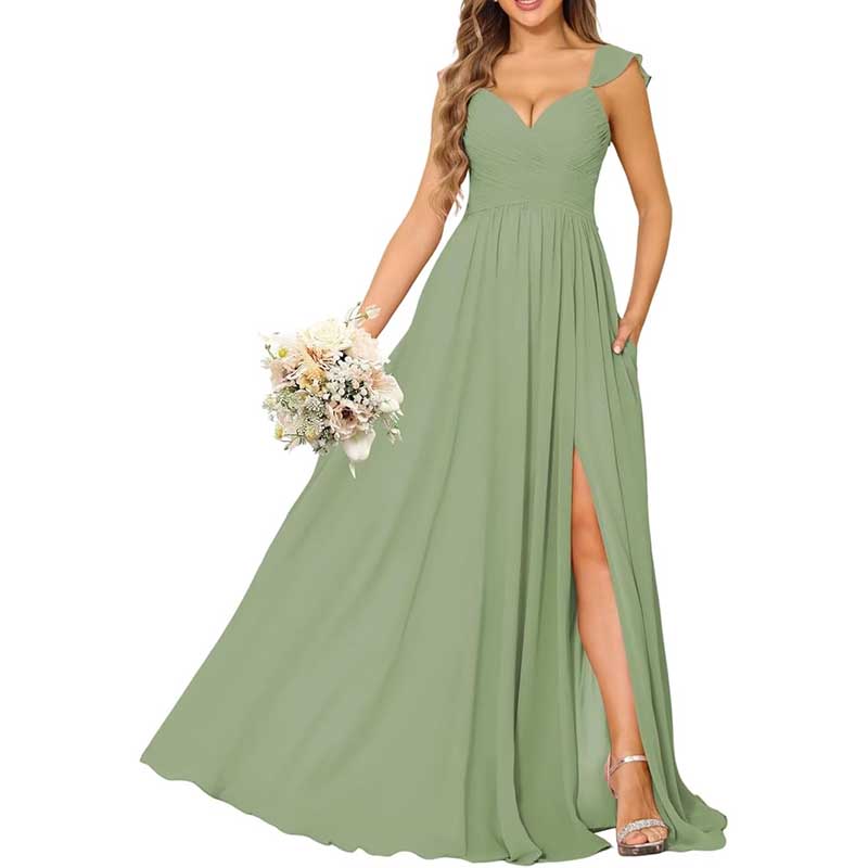 Long Chiffon Bridesmaid Dresses A-line Prom Dresses