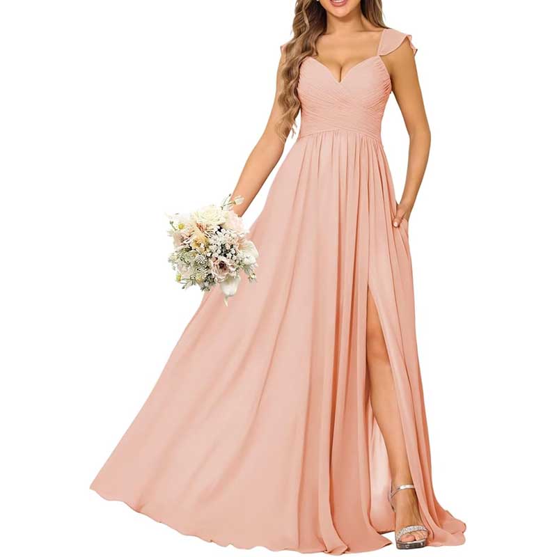 Long Chiffon Bridesmaid Dresses A-line Prom Dresses