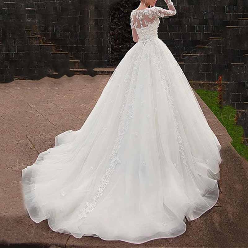Long Sleeve Off Shoulder Bridal Gowns Tulle Corset Wedding Dress