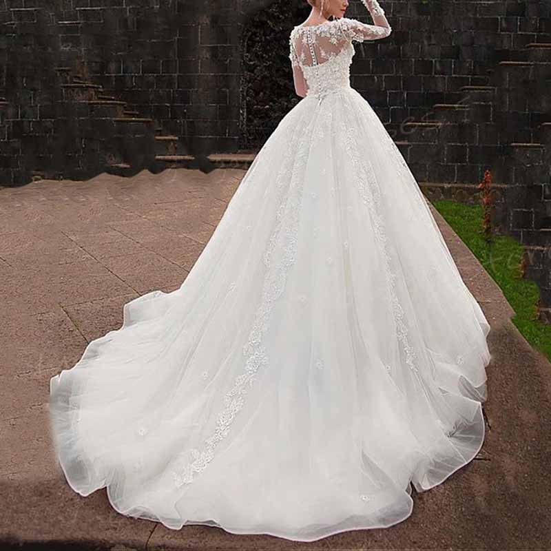 Long Sleeve Off Shoulder Bridal Gowns Tulle Corset Wedding Dress
