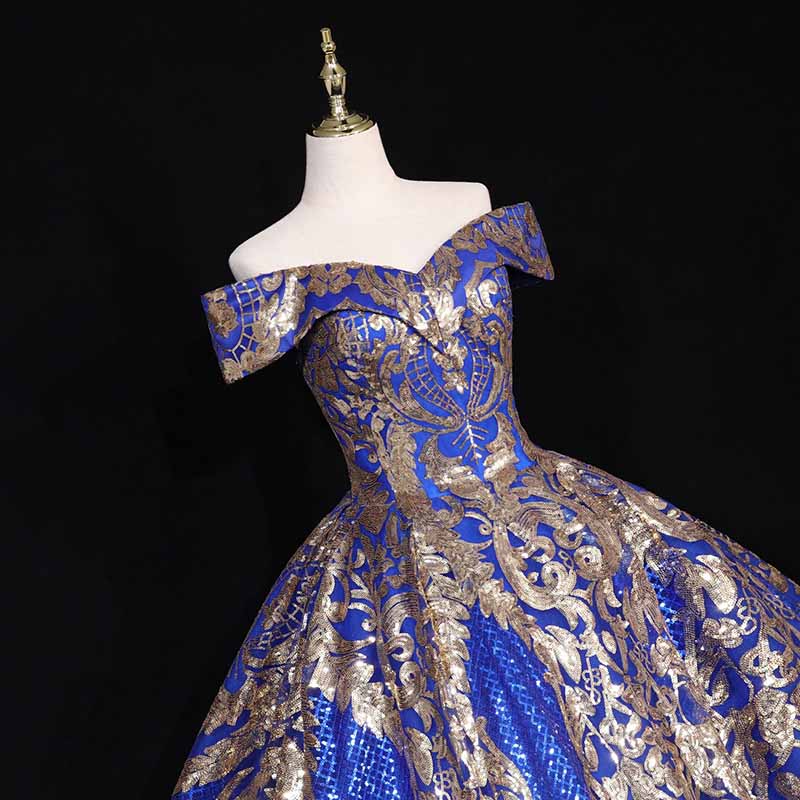 Luxurious Sequins Off The Shoulder Princess Prom Ball Gowns