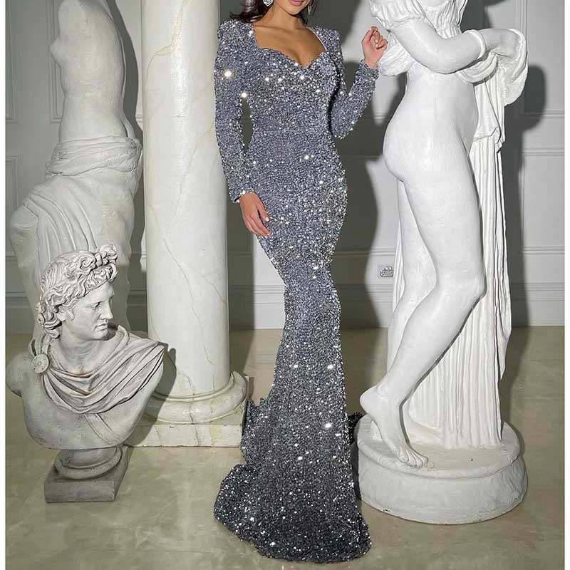 Mermaid Long Sleeves Sparkly Prom Dress Custom Fit, Tailored & Show-Stopping