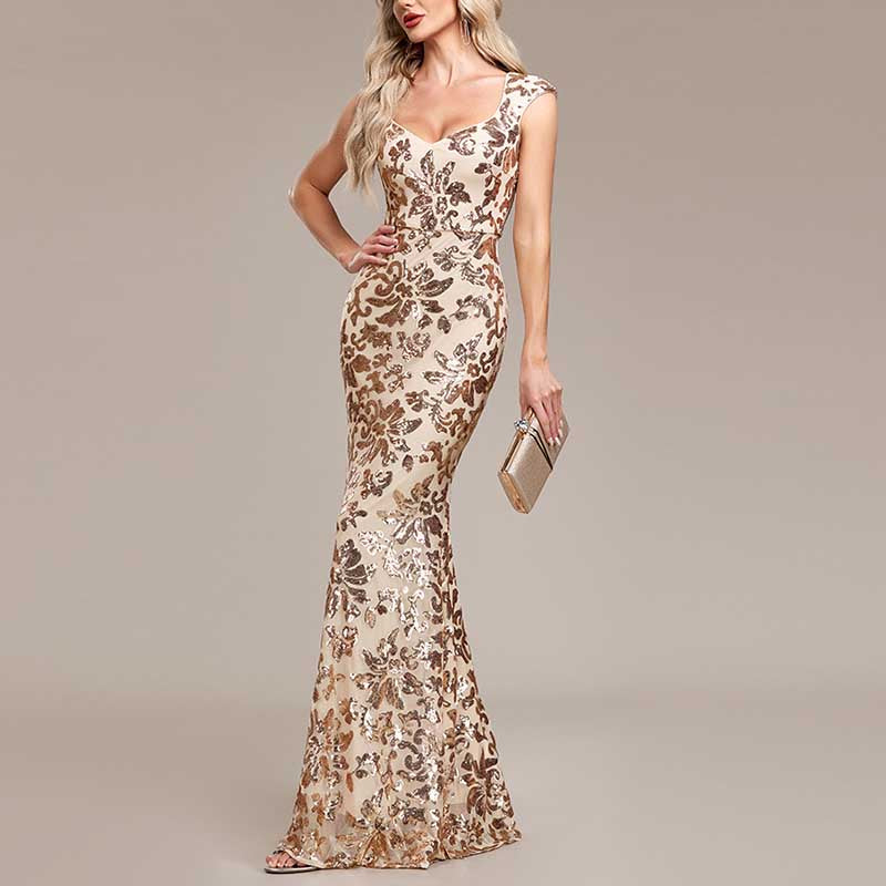 Sequin Mermaid Long Prom Dress Event Dress Wedding Party Dress