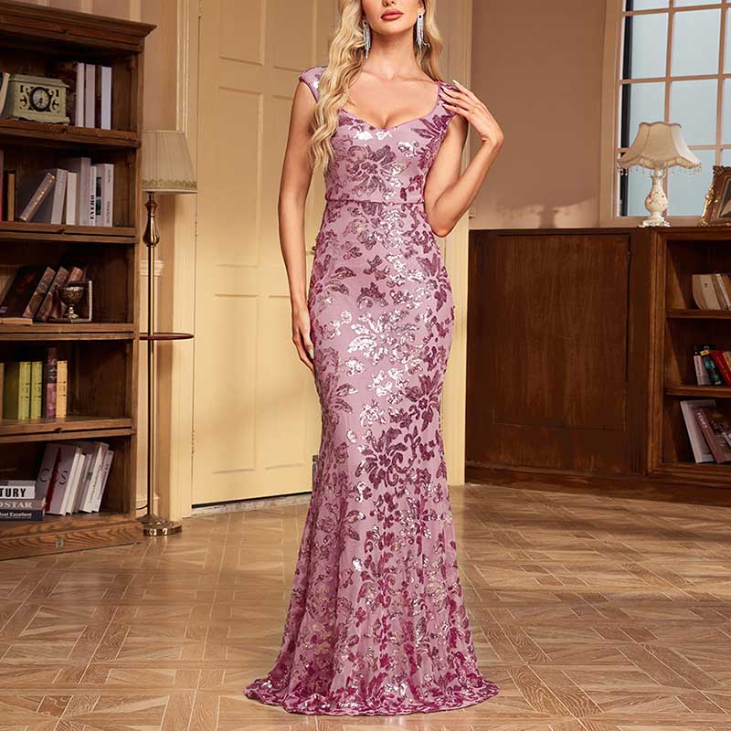 Sequin Mermaid Long Prom Dress Event Dress Wedding Party Dress