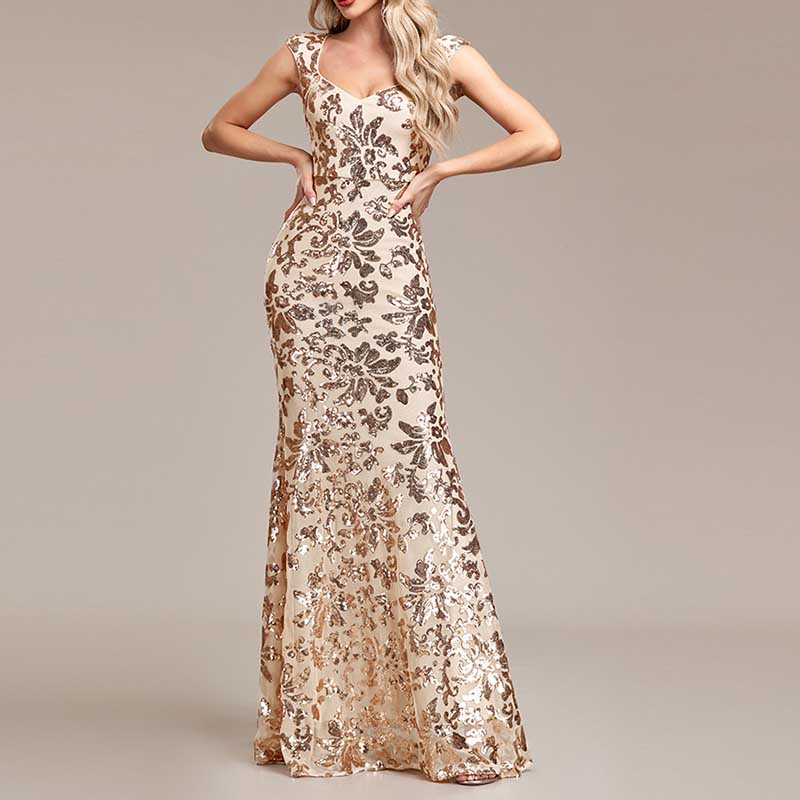 Sequin Mermaid Long Prom Dress Event Dress Wedding Party Dress
