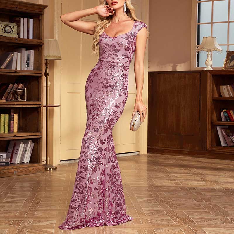 Sequin Mermaid Long Prom Dress Event Dress Wedding Party Dress