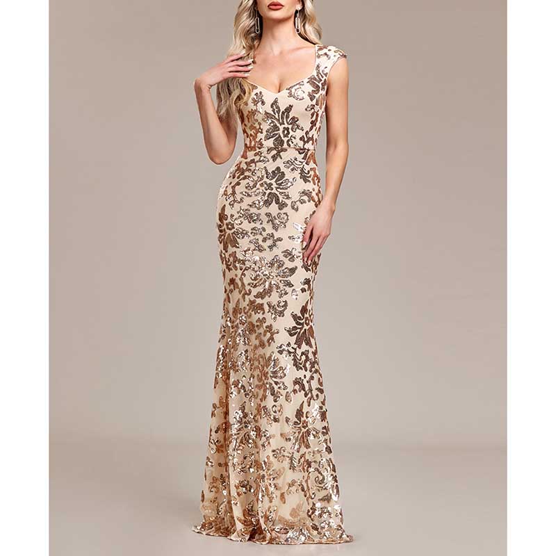 Sequin Mermaid Long Prom Dress Event Dress Wedding Party Dress