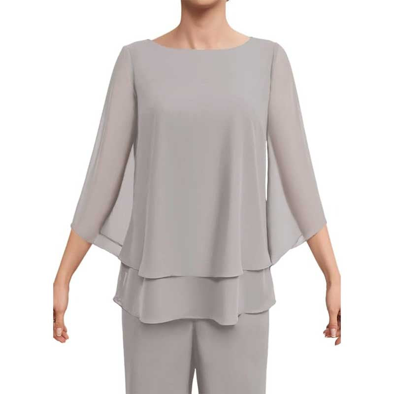 Mother Pant Suit Wedding Guest Outfits 2 Piece Chiffon Formal Pantsuits