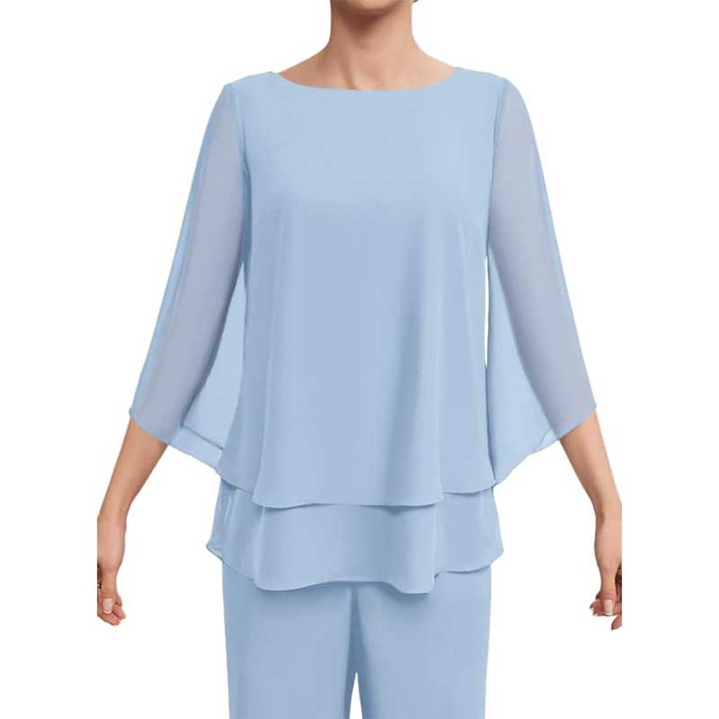 Mother Pant Suit Wedding Guest Outfits 2 Piece Chiffon Formal Pantsuits