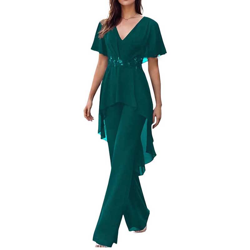 2 Pcs Mother of The Bride Suits Wedding Formal Outfits with Sleeves