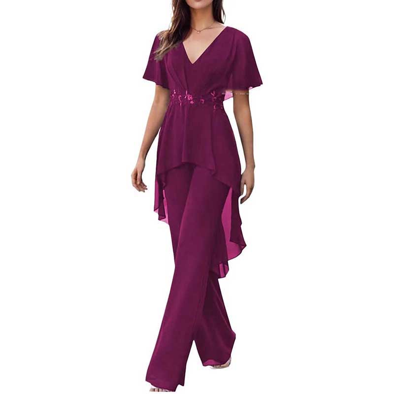 2 Pcs Mother of The Bride Suits Wedding Formal Outfits with Sleeves