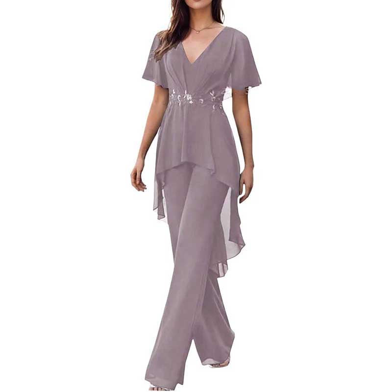 2 Pcs Mother of The Bride Suits Wedding Formal Outfits with Sleeves