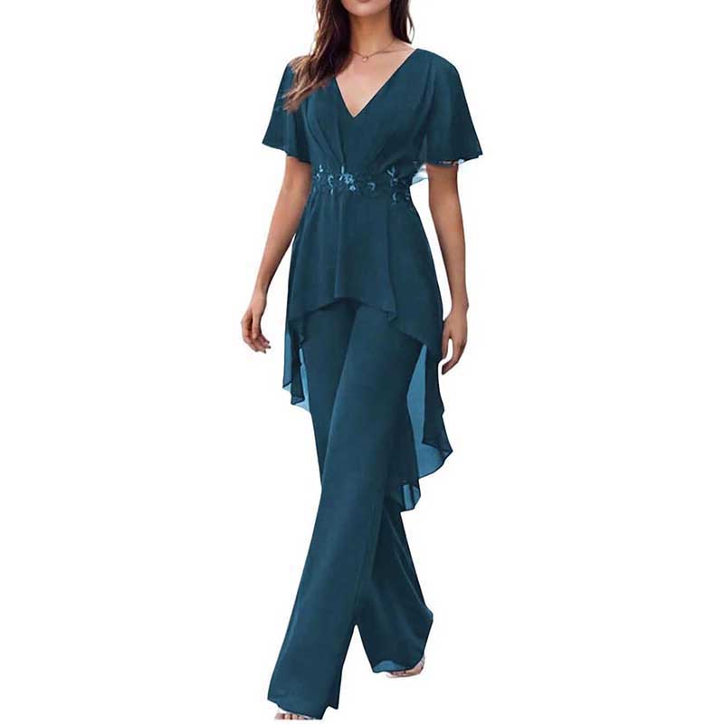 2 Pcs Mother of The Bride Suits Wedding Formal Outfits with Sleeves