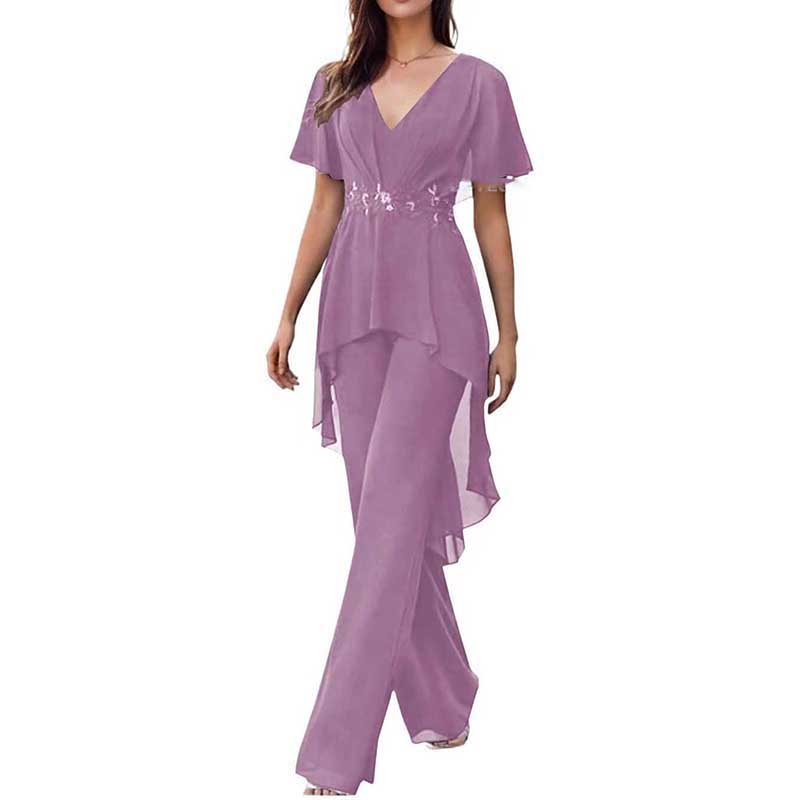 2 Pcs Mother of The Bride Suits Wedding Formal Outfits with Sleeves