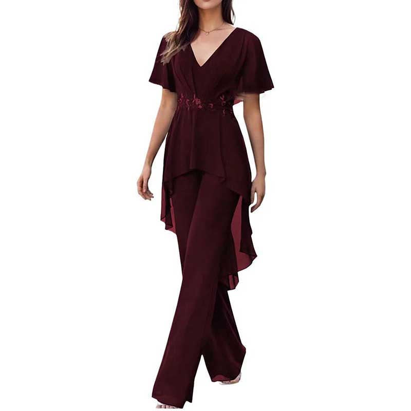 2 Pcs Mother of The Bride Suits Wedding Formal Outfits with Sleeves